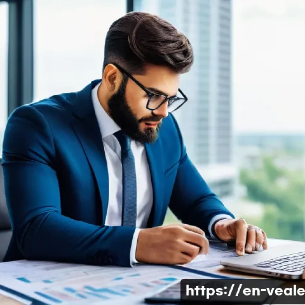 임대 부동산 투자에서의 자금 조달 방법 - A professional real estate investor reviewing detailed financial documents and loan paperwork at a m...
