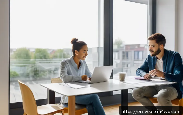 임대 부동산의 법적 이슈 분석 - A professional landlord and tenant meeting in a modern apartment living room, both sitting at a tabl...